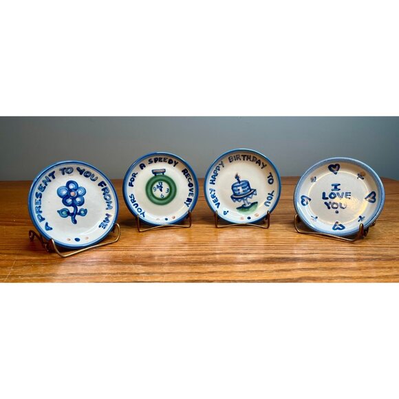 Set of 4 M.A. Hadley Pottery Special Occasion 4 inch Plates/Coasters/Trinket Dis